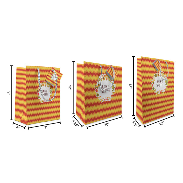 Fiesta - Cinco de Mayo Gift Bags - All Sizes - Dimensions
