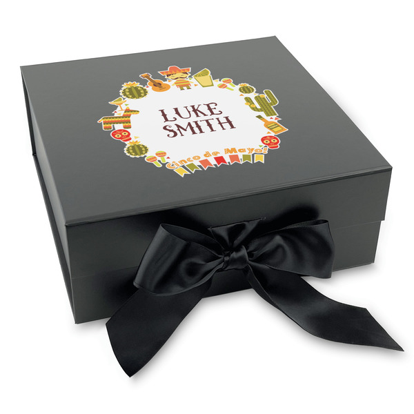 Custom Fiesta - Cinco de Mayo Gift Box with Magnetic Lid - Black (Personalized)