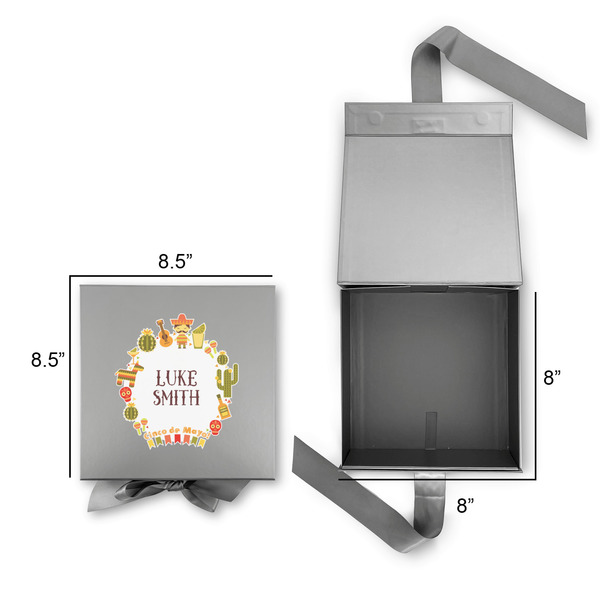 Fiesta - Cinco de Mayo Gift Boxes with Magnetic Lid - Silver - Open & Closed