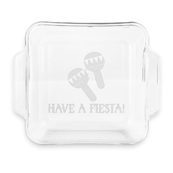 Fiesta - Cinco de Mayo Glass Cake Dish with Truefit Lid - 8in x 8in (Personalized)