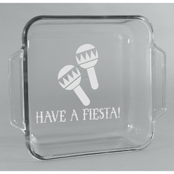 Fiesta - Cinco de Mayo Glass Cake Dish - 8in x 8in (Personalized)