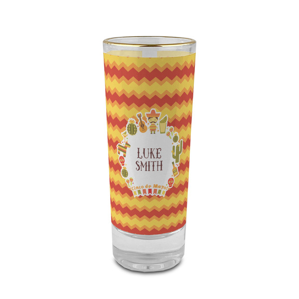 Custom Fiesta - Cinco de Mayo 2 oz Shot Glass -  Glass with Gold Rim - Set of 4 (Personalized)