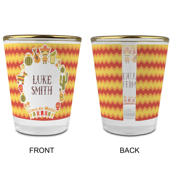 Fiesta - Cinco de Mayo Glass Shot Glass - with gold rim - APPROVAL