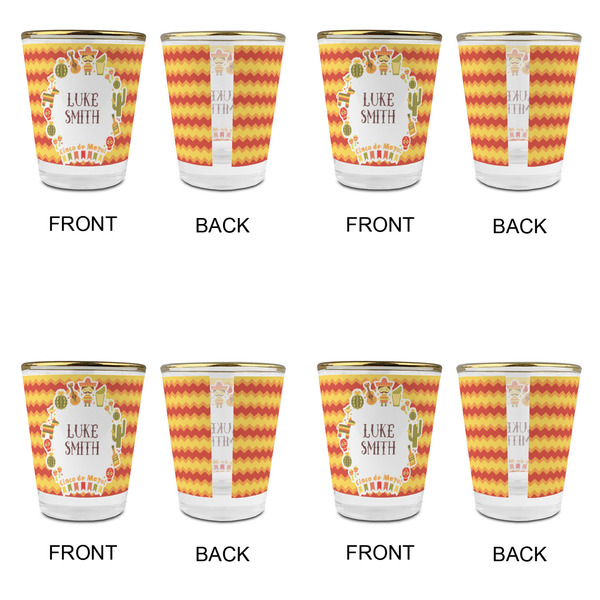 Fiesta - Cinco de Mayo Glass Shot Glass - with gold rim - Set of 4 - APPROVAL