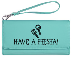 Fiesta - Cinco de Mayo Ladies Leatherette Wallet - Laser Engraved- Teal (Personalized)