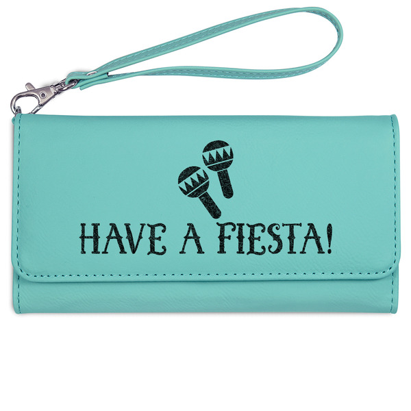 Custom Fiesta - Cinco de Mayo Ladies Leatherette Wallet - Laser Engraved- Teal (Personalized)