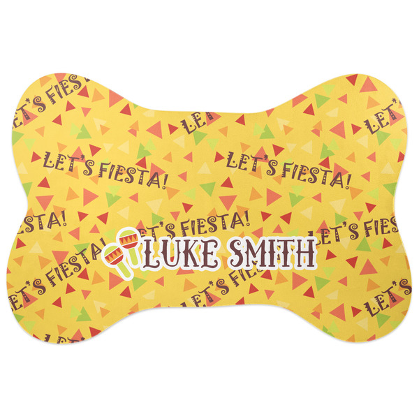 Custom Fiesta - Cinco de Mayo Bone Shaped Dog Food Mat (Large) (Personalized)