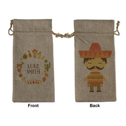 Fiesta - Cinco de Mayo Large Burlap Gift Bag - Front & Back (Personalized)