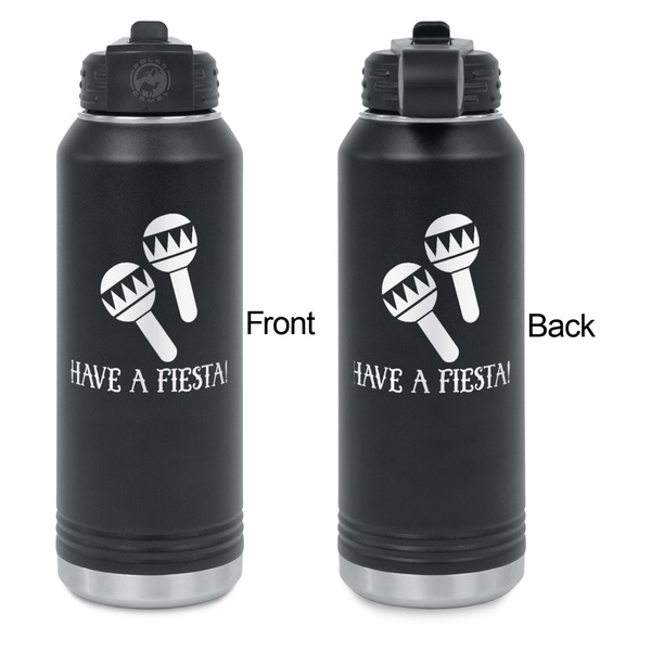 Fiesta - Cinco de Mayo Laser Engraved Water Bottles - Front & Back Engraving - Front & Back View