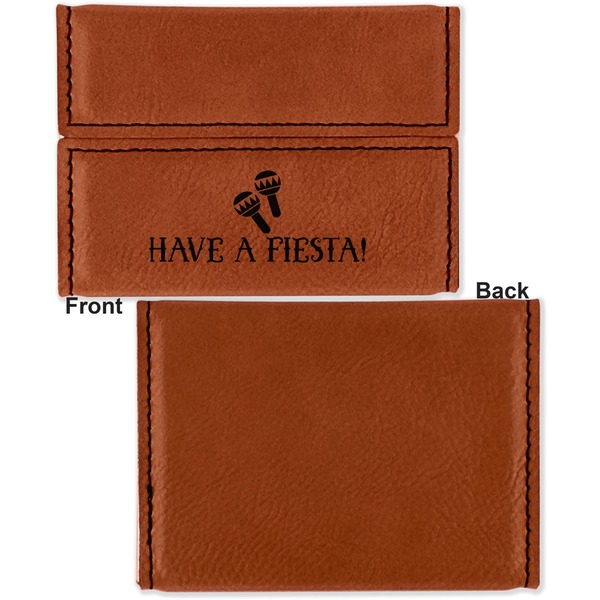 Fiesta - Cinco de Mayo Leather Business Card Holder Front Back Single Sided - Apvl