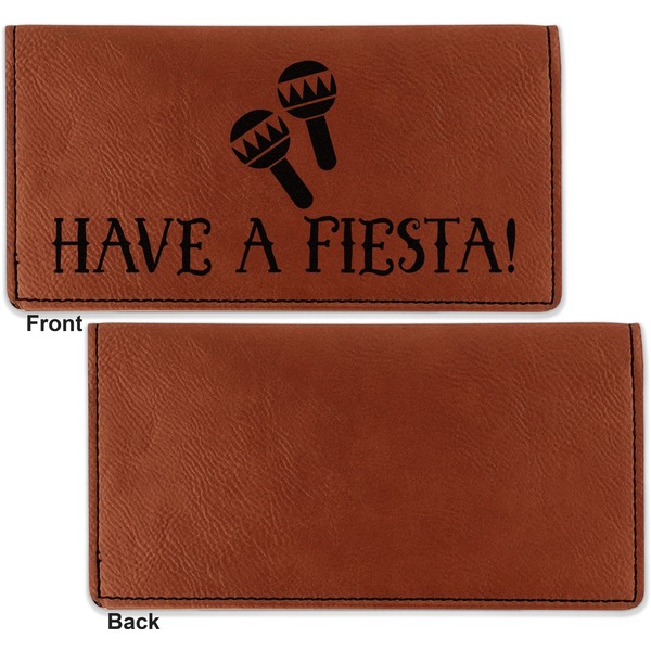 Fiesta - Cinco de Mayo Leather Checkbook Holder Front and Back Single Sided - Apvl
