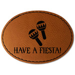 Fiesta - Cinco de Mayo Faux Leather Iron On Patch - Oval (Personalized)