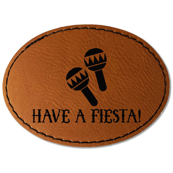 Custom Fiesta - Cinco de Mayo Faux Leather Iron On Patch - Oval (Personalized)