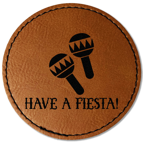 Custom Fiesta - Cinco de Mayo Faux Leather Iron On Patch - Round (Personalized)