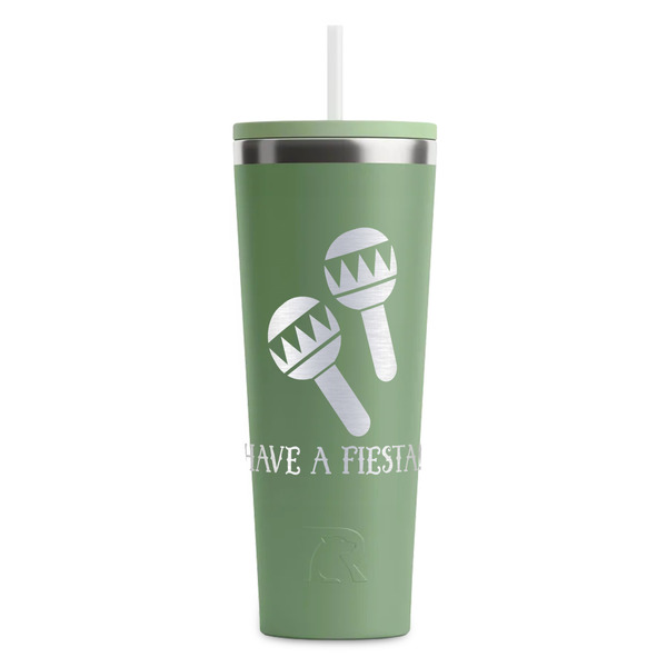 Custom Fiesta - Cinco de Mayo RTIC Everyday Tumbler with Straw - 28oz - Light Green - Double-Sided (Personalized)