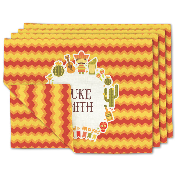 Custom Fiesta - Cinco de Mayo Double-Sided Linen Placemat - Set of 4 w/ Name or Text