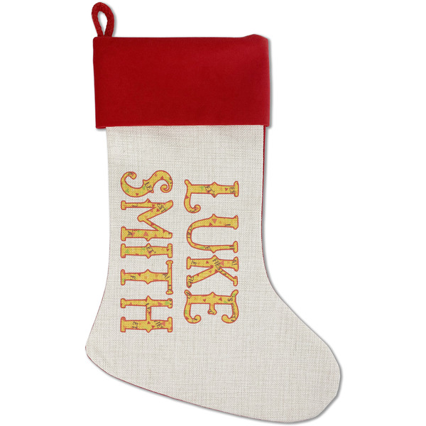 Custom Fiesta - Cinco de Mayo Red Linen Stocking (Personalized)