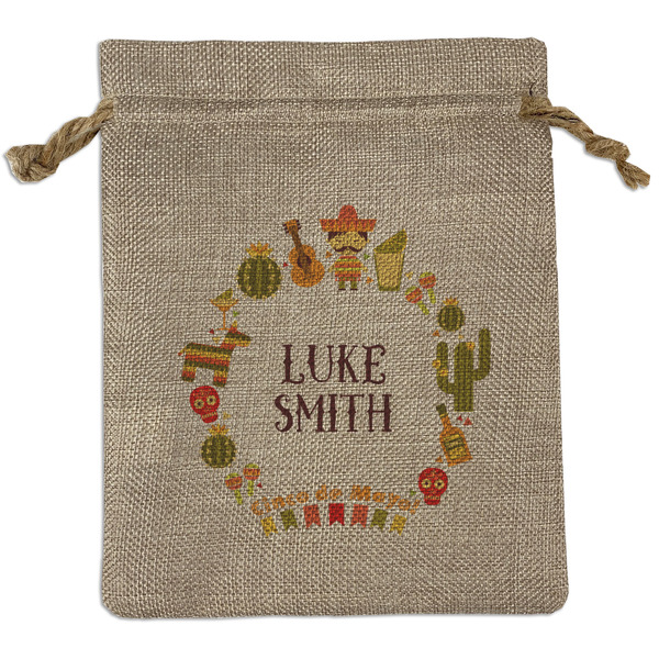 Custom Fiesta - Cinco de Mayo Medium Burlap Gift Bag - Front (Personalized)