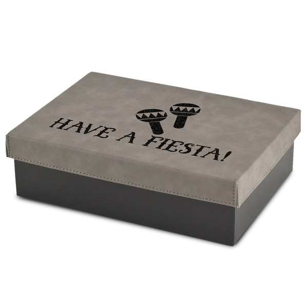 Custom Fiesta - Cinco de Mayo Medium Gift Box w/ Engraved Leather Lid (Personalized)
