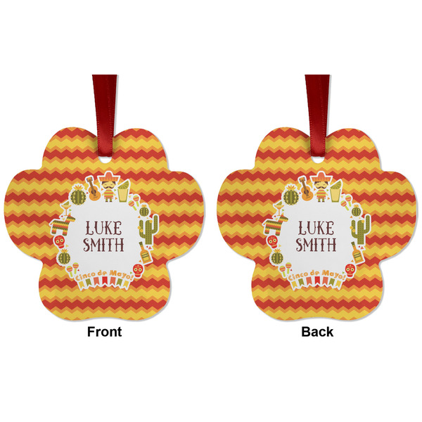 Fiesta - Cinco de Mayo Metal Paw Ornament - Front and Back