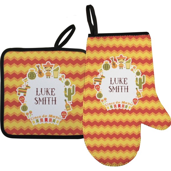 Custom Fiesta - Cinco de Mayo Oven Mitt & Pot Holder Set w/ Name or Text
