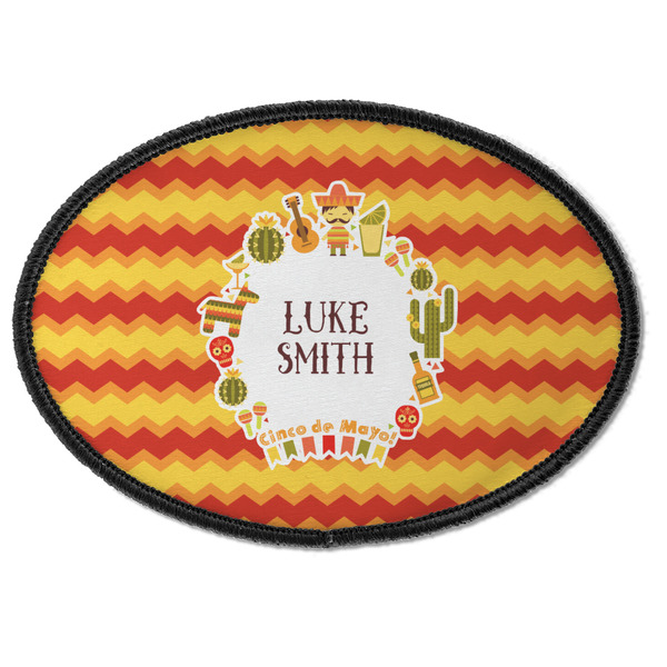 Custom Fiesta - Cinco de Mayo Iron On Oval Patch w/ Name or Text