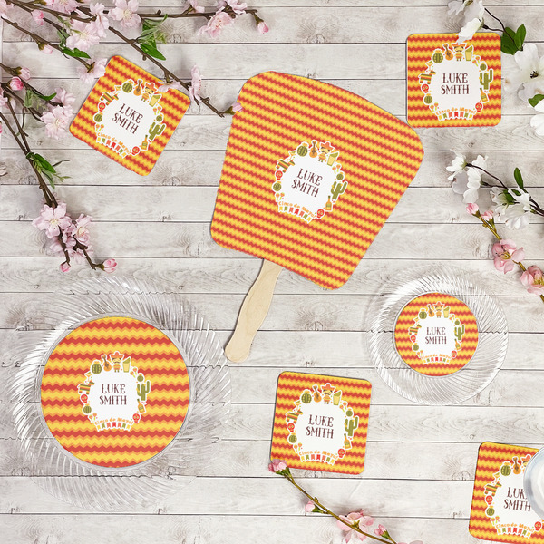 Fiesta - Cinco de Mayo Party Supplies Combination Image - All items - Plates, Coasters, Fans