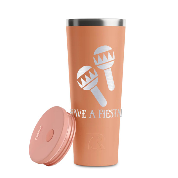 Fiesta - Cinco de Mayo Peach RTIC Everyday Tumbler - 28 oz. - Lid Off