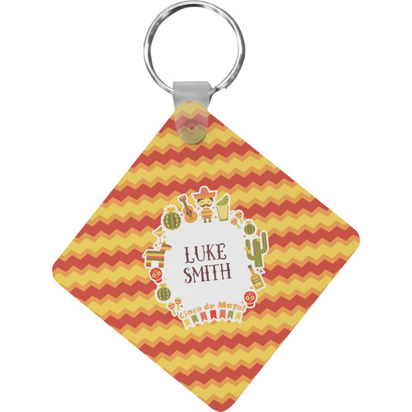 Custom Fiesta - Cinco de Mayo Diamond Plastic Keychain w/ Name or Text