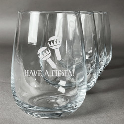 Fiesta - Cinco de Mayo Stemless Wine Glasses (Set of 4) (Personalized)