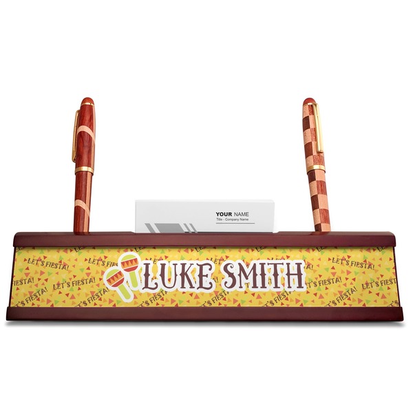 Fiesta - Cinco de Mayo Red Mahogany Nameplates with Business Card Holder - Straight