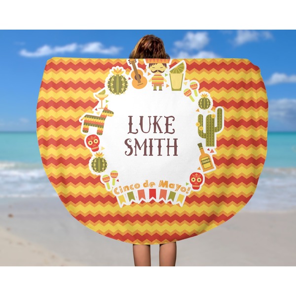 Fiesta - Cinco de Mayo Round Beach Towel - In Use