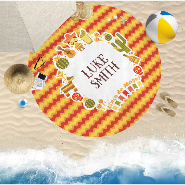 Fiesta - Cinco de Mayo Round Beach Towel Lifestyle