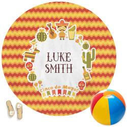 Fiesta - Cinco de Mayo Round Beach Towel (Personalized)