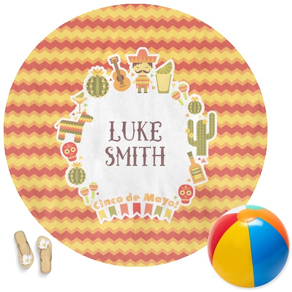 Custom Fiesta - Cinco de Mayo Round Beach Towel (Personalized)