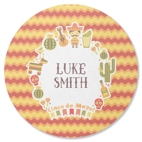Custom Fiesta - Cinco de Mayo Round Rubber Backed Coaster (Personalized)