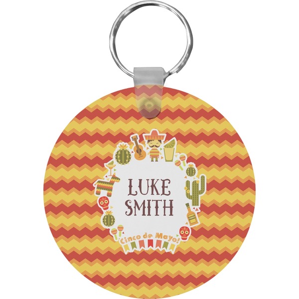 Custom Fiesta - Cinco de Mayo Round Plastic Keychain (Personalized)