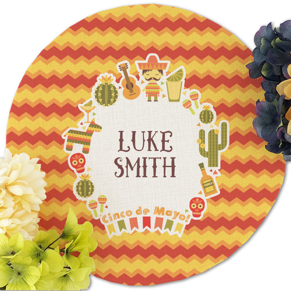 Fiesta - Cinco de Mayo Round Linen Placemats - Front (w flowers)