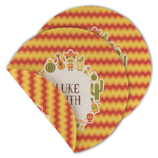 Custom Fiesta - Cinco de Mayo Round Linen Placemat - Double Sided (Personalized)
