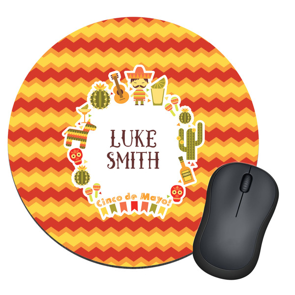 Custom Fiesta - Cinco de Mayo Round Mouse Pad (Personalized)