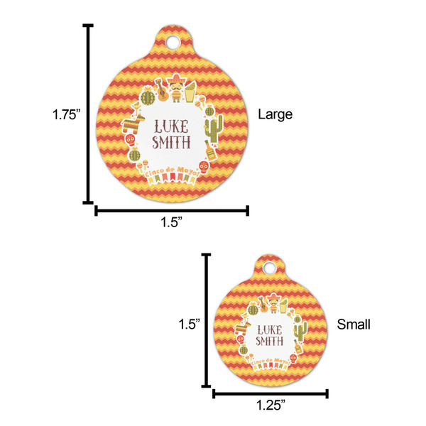 Fiesta - Cinco de Mayo Round Pet ID Tag - Large - Comparison Scale