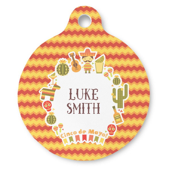 Custom Fiesta - Cinco de Mayo Round Pet ID Tag (Personalized)