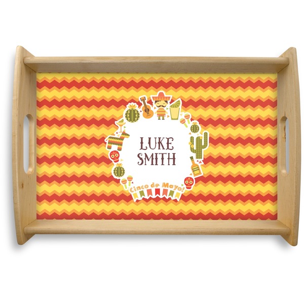 Custom Fiesta - Cinco de Mayo Natural Wooden Tray - Small (Personalized)