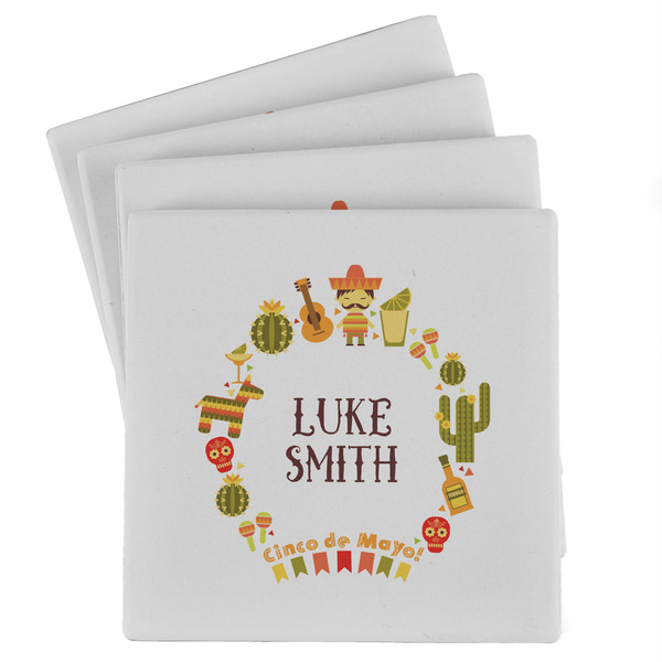 Custom Fiesta - Cinco de Mayo Absorbent Stone Coasters - Set of 4 (Personalized)