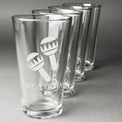 Fiesta - Cinco de Mayo Pint Glasses - Engraved (Set of 4) (Personalized)