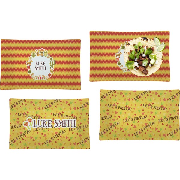 Custom Fiesta - Cinco de Mayo Set of 4 Glass Rectangular Lunch / Dinner Plate (Personalized)
