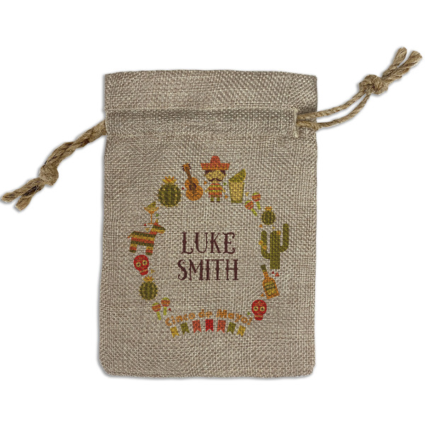 Custom Fiesta - Cinco de Mayo Small Burlap Gift Bag - Front (Personalized)