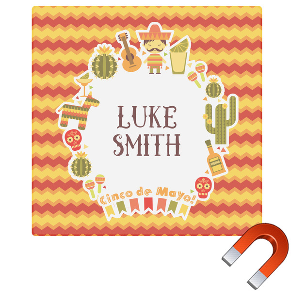 Custom Fiesta - Cinco de Mayo Square Car Magnet - 10" (Personalized)