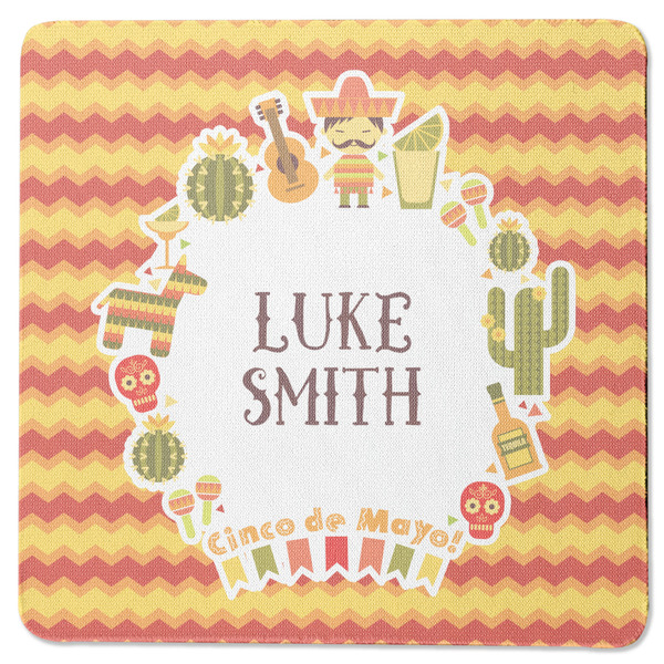 Custom Fiesta - Cinco de Mayo Square Rubber Backed Coaster (Personalized)