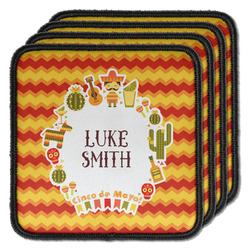 Fiesta - Cinco de Mayo Iron On Square Patches - Set of 4 w/ Name or Text
